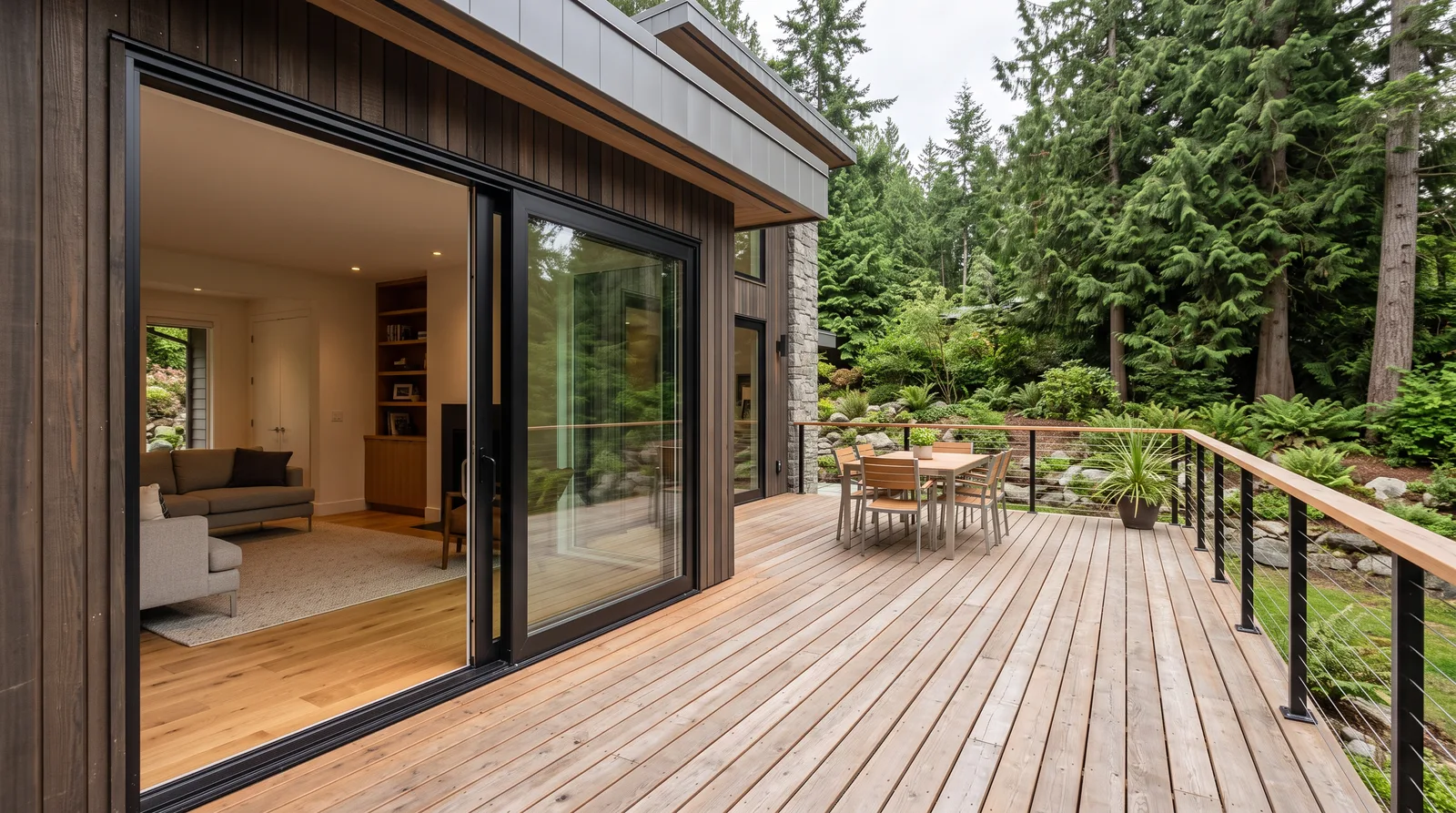 Before and after — SD6500 vinyl patio door upgrade replacing aluminum slider in Richmond