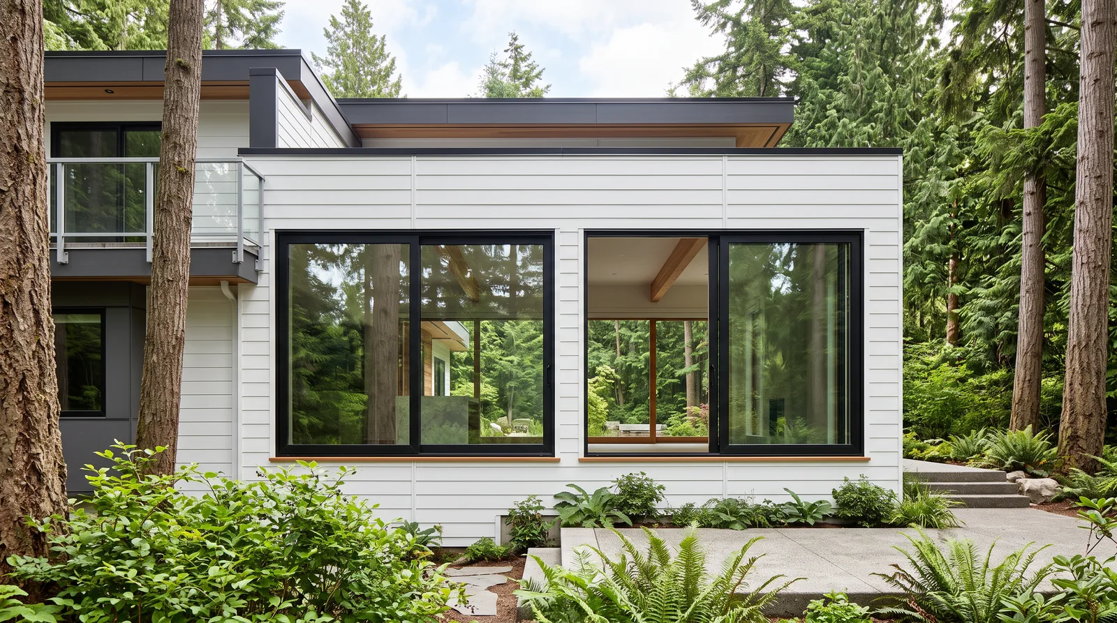 SS4500 Sliding Window System - White vinyl horizontal sliding window with two panels that slide left and right