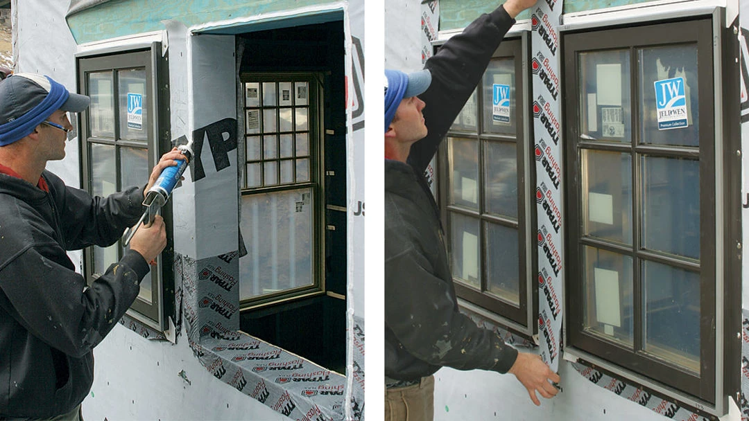 Metal head flashing installed above a window opening on a building exterior in Vancouver BC