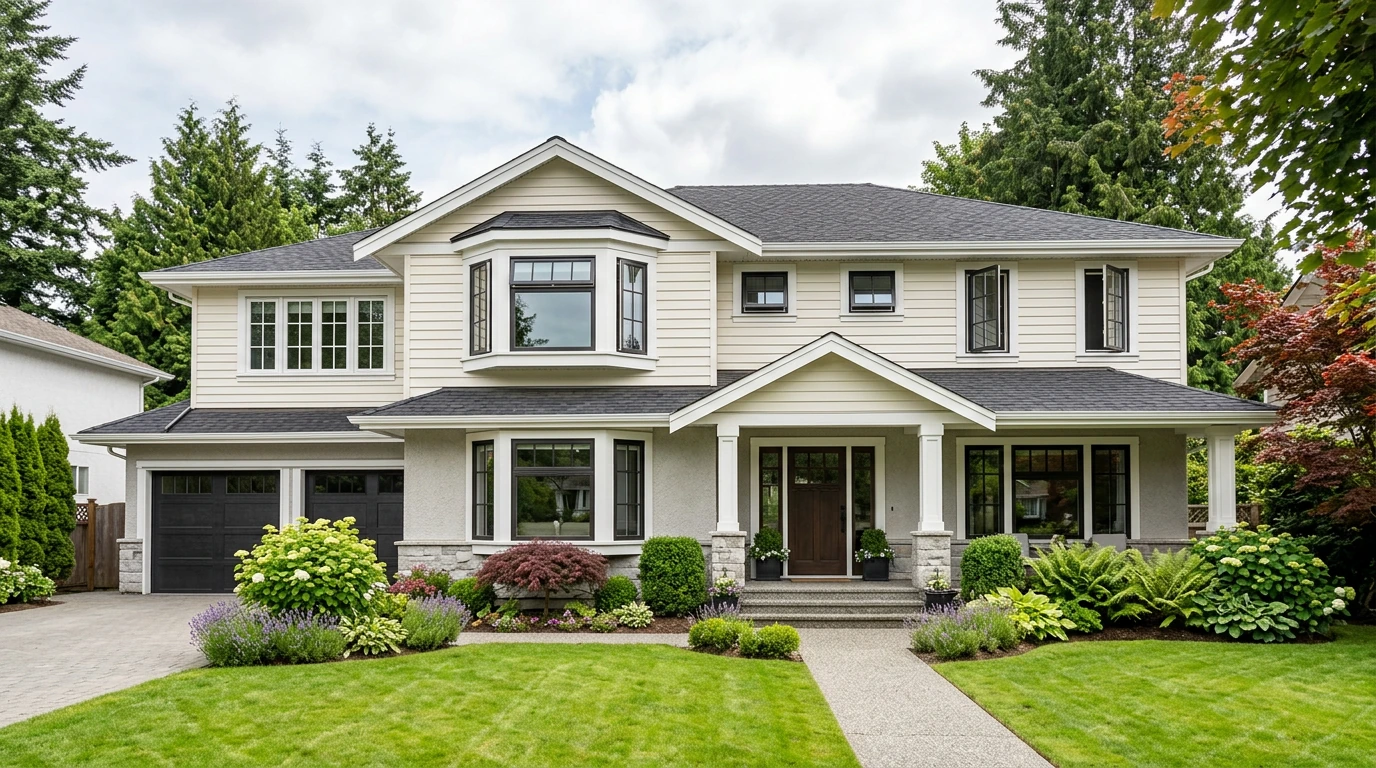 Complete casement and awning window replacement on suburban home in Surrey