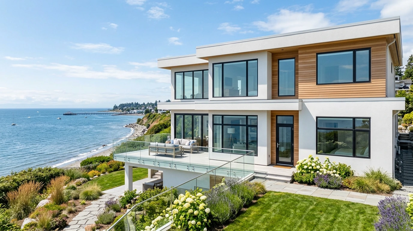 Custom vinyl window installation enhancing natural light in White Rock home