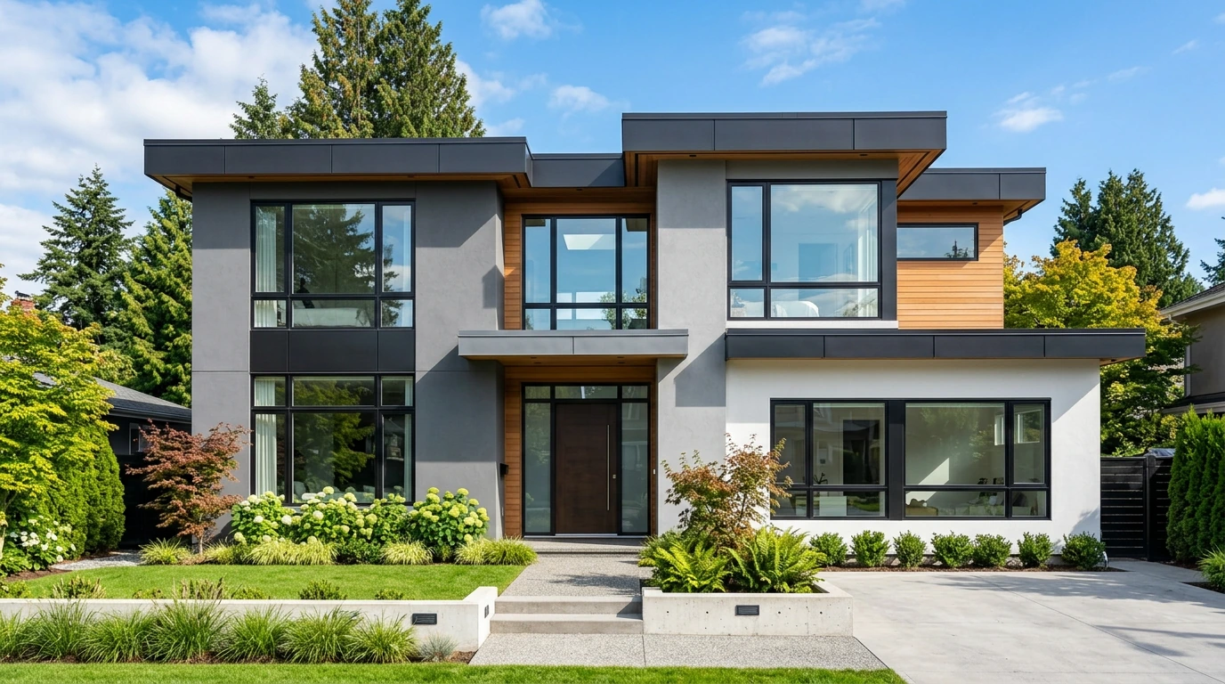 Vinyl casement window replacement on modern contemporary home in Vancouver