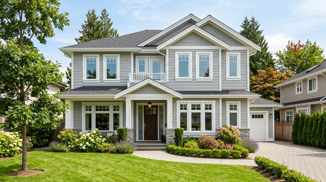 Energy-efficient casement windows installed on two-story home in Burnaby