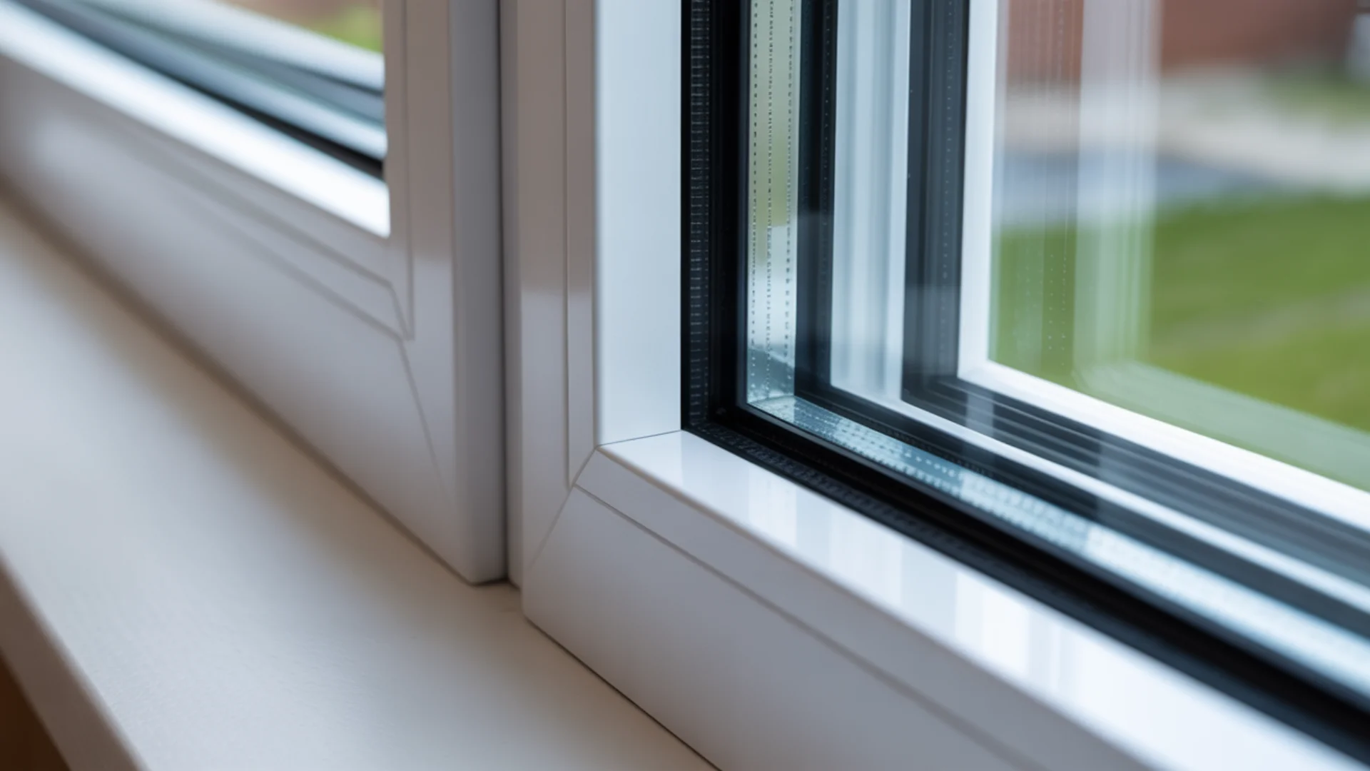 Premium white vinyl window frames showing quality craftsmanship